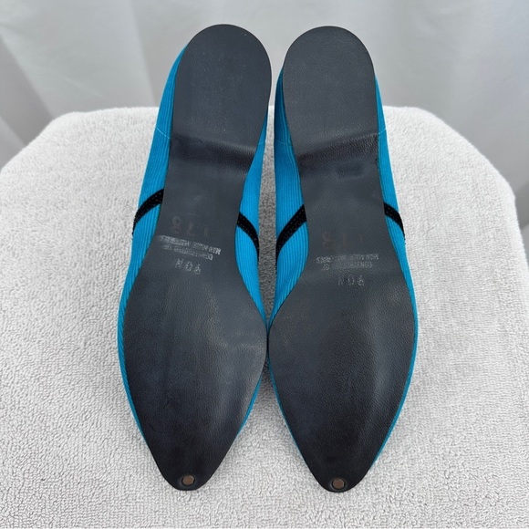 Oomphies Womens Slippers House Shoes 9N Blue Black Pointed Toe Slip On - Picture 7 of 9